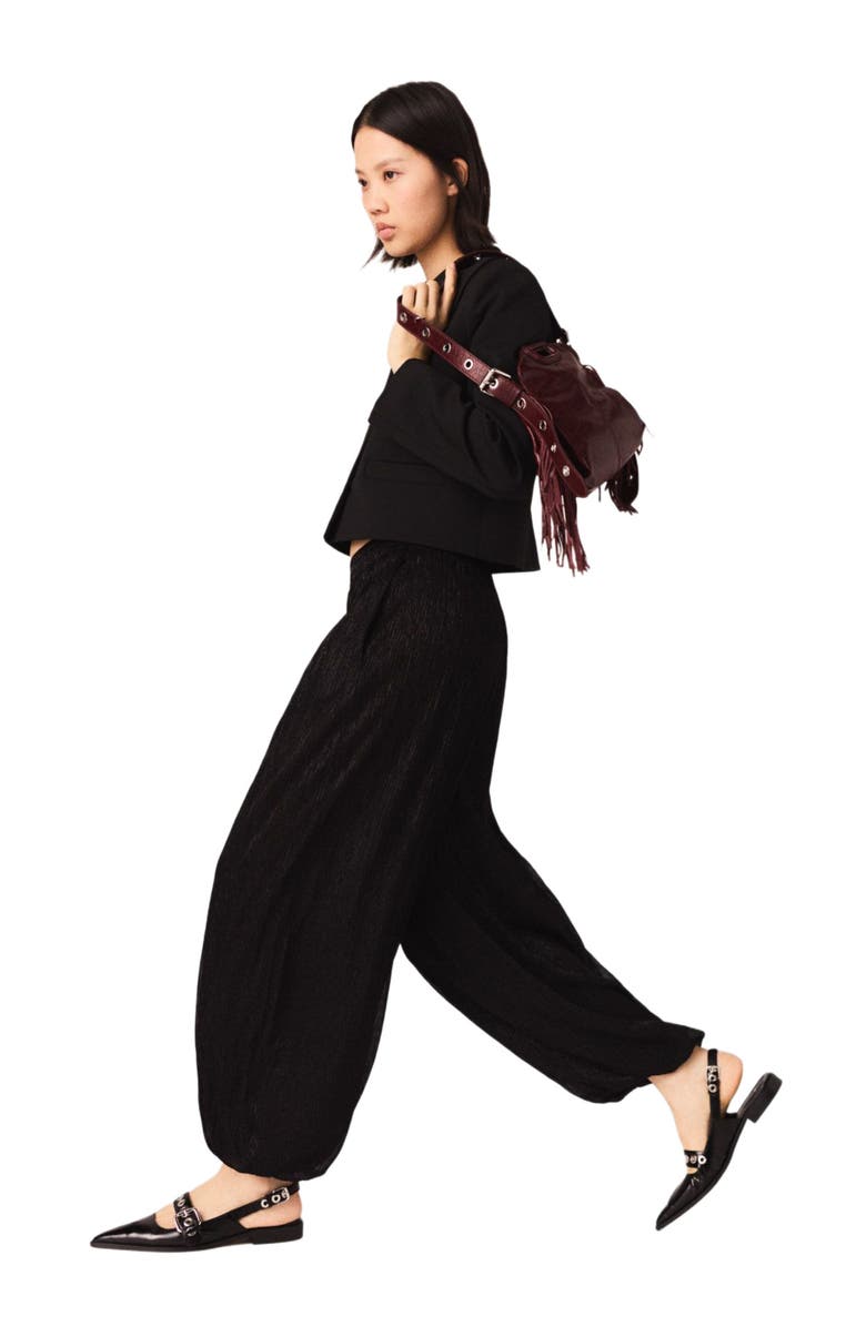 maje Metallic harem trousers, Alternate, color, Black