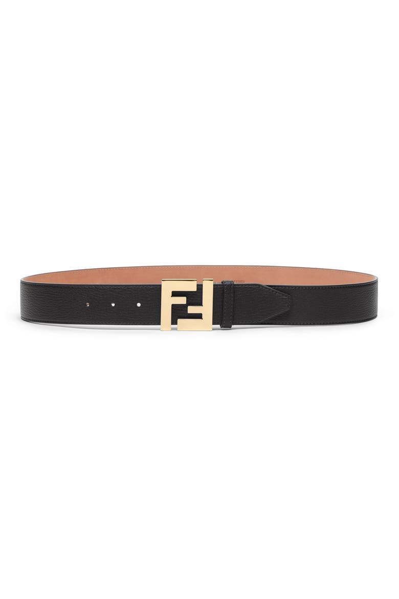 FF Leather Belt, Main, color, BLACK SOFT GOLD