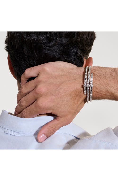John Hardy Sterling Silver Spear Diamond Pave Double Flex Cuff Bracelet In Silver White Diamond