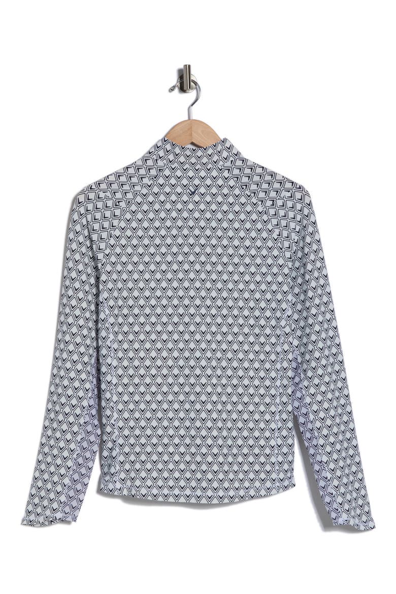 Geometric Chevron Quarter Zip Pullover, Alternate, color, BRILLIANT WHITE