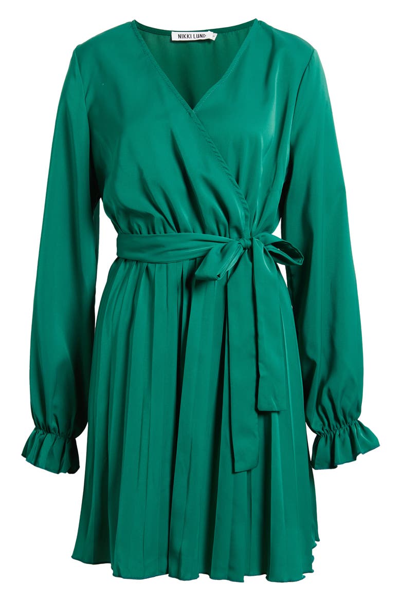 Sienna Long Sleeve Faux Wrap Dress, Alternate, color, GREEN