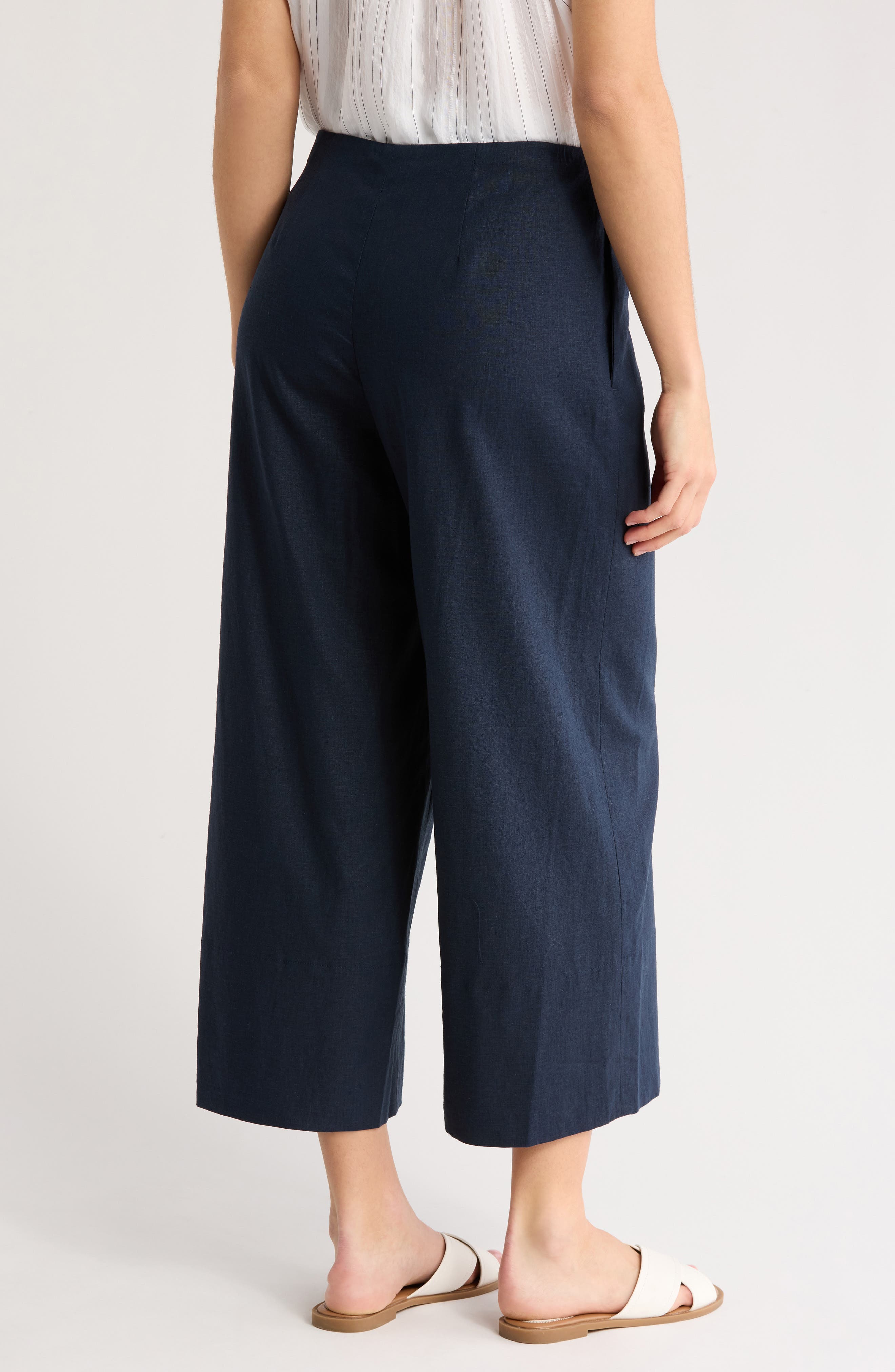Linen Blend Crop Wide Leg Pants - image 2