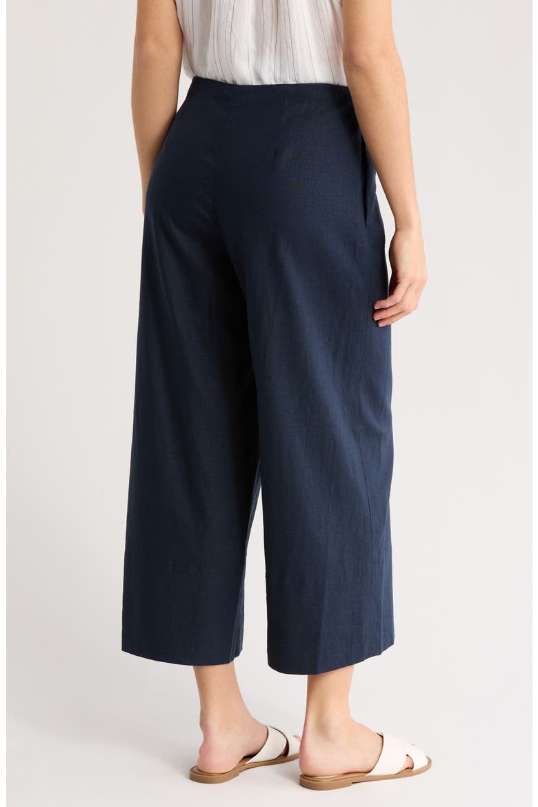 Linen Blend Crop Wide Leg Pants, Alternate, color, NAVY