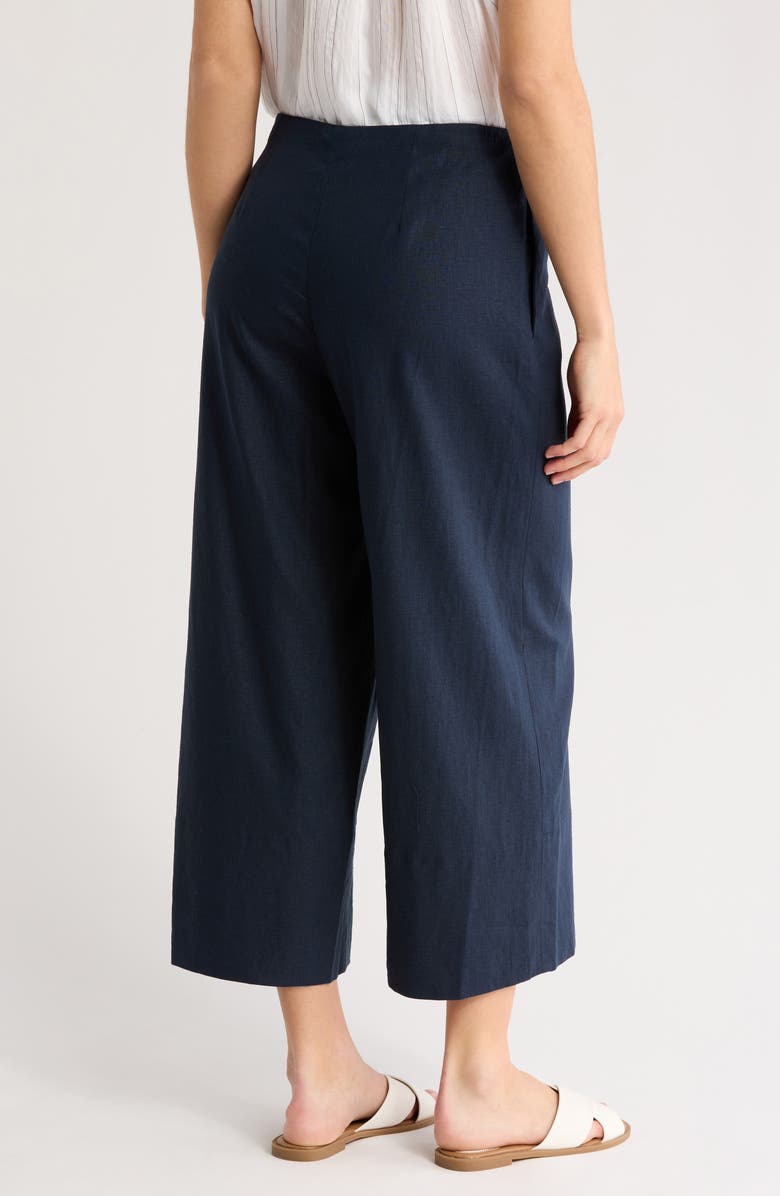 Vince Linen Blend Crop Wide Leg Pants, Alternate, color, Navy