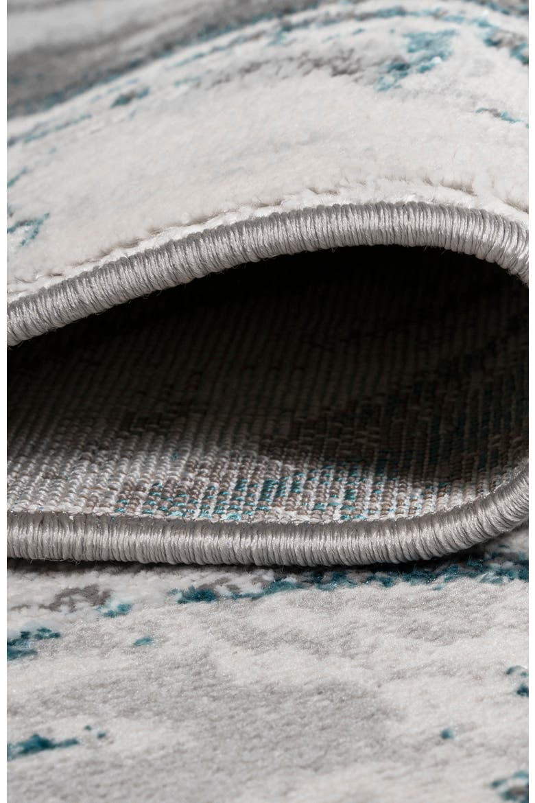 Swirl Marbled Abstract Area Rug, Alternate, color, Gray/Turquoise