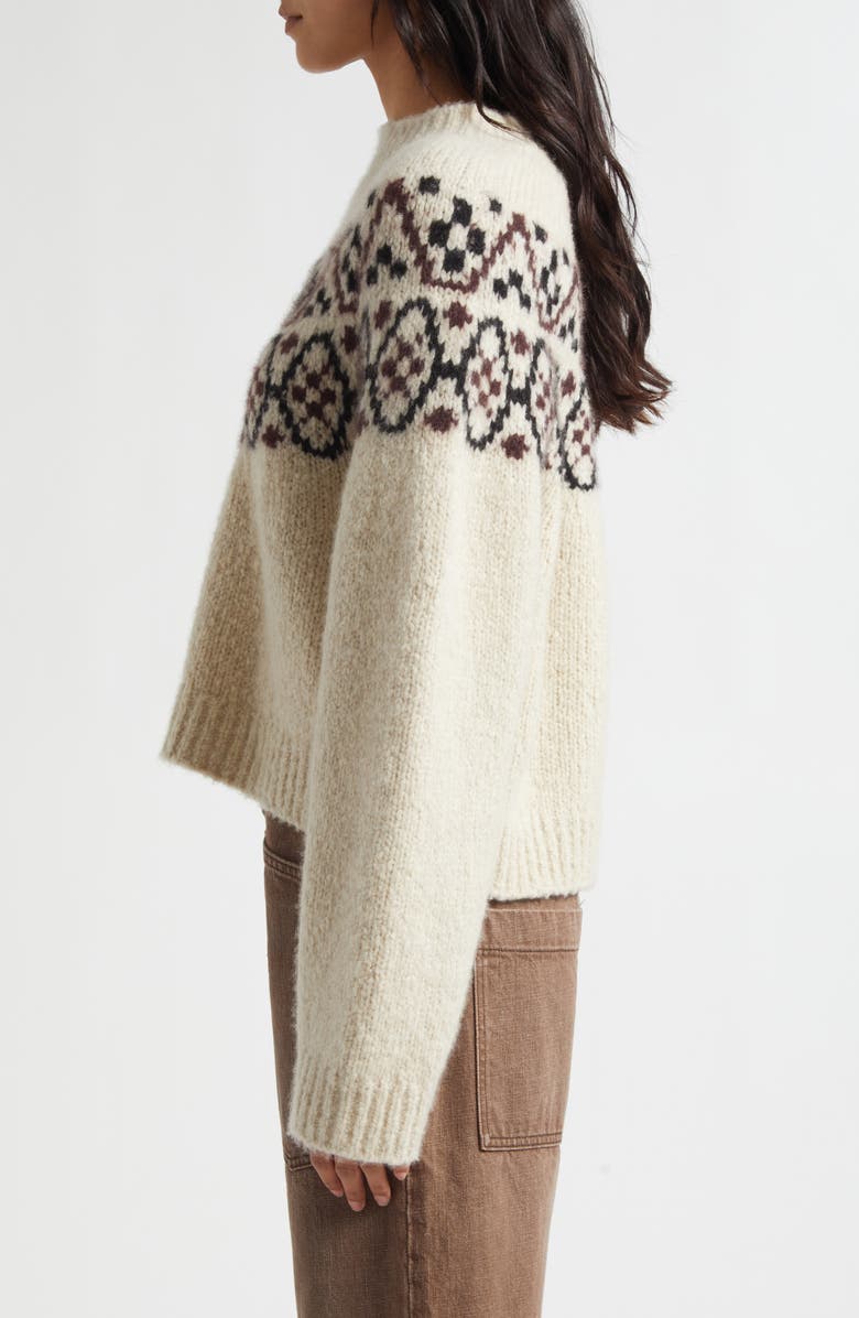 Nili Lotan Chrissy Fair Isle Cashmere & Silk Sweater, Alternate, color, Beige Melange Fair Isle