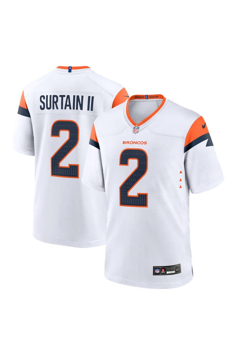 Men's Nike Patrick Surtain II White Denver Broncos Mile High Collection Game Jersey, Main, color, White