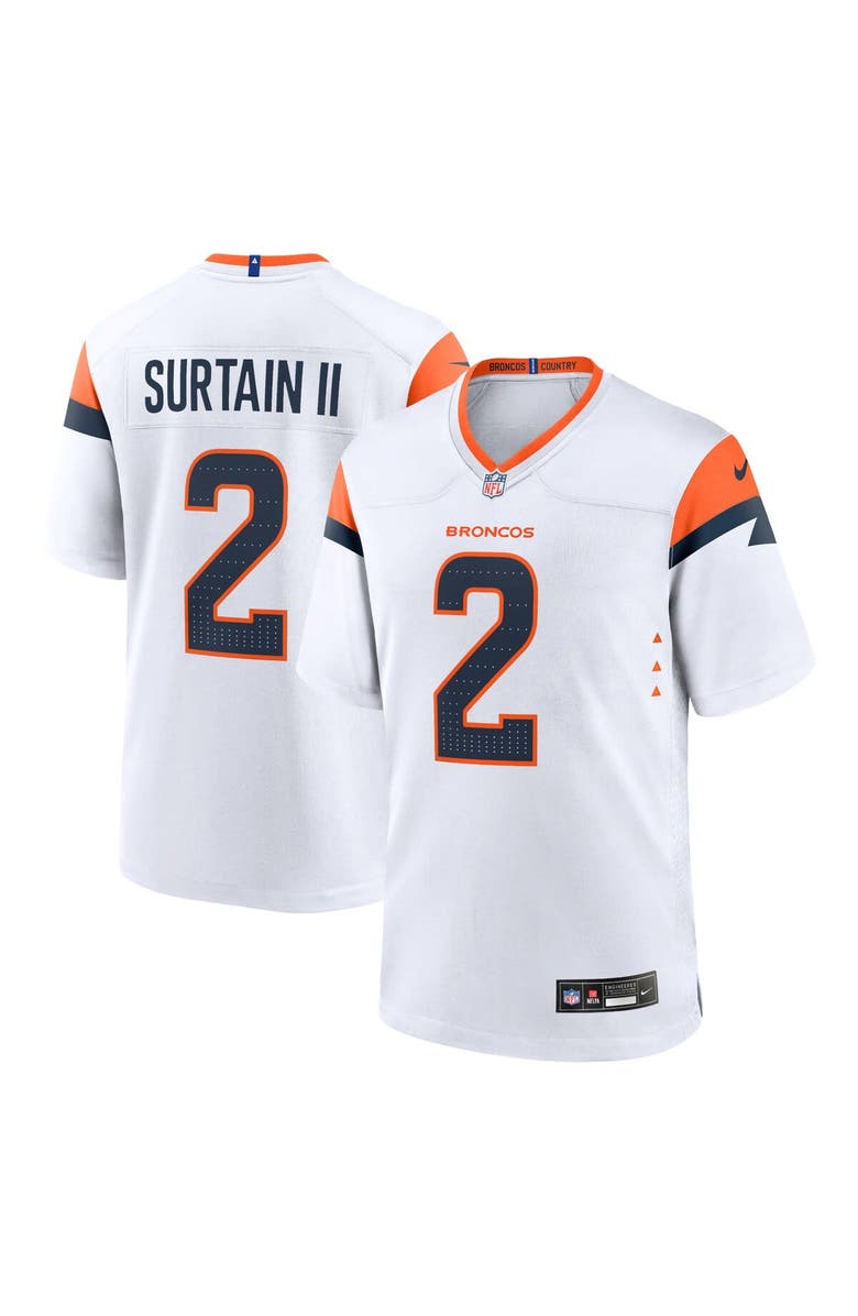 Nike Men's Nike Patrick Surtain II White Denver Broncos Mile High Collection Game Jersey, Main, color, 