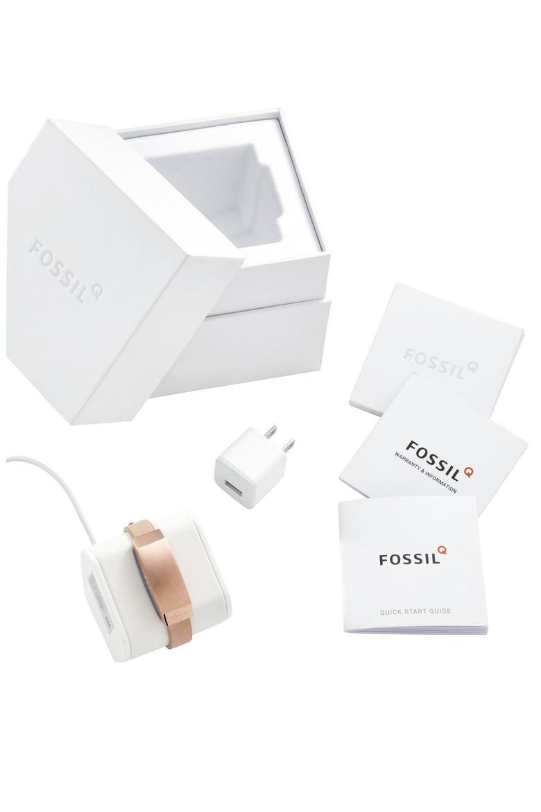 Fossil 'Fossil Q - Dreamer' Leather Strap Smart Bracelet, 18mm, Alternate, color, SAND