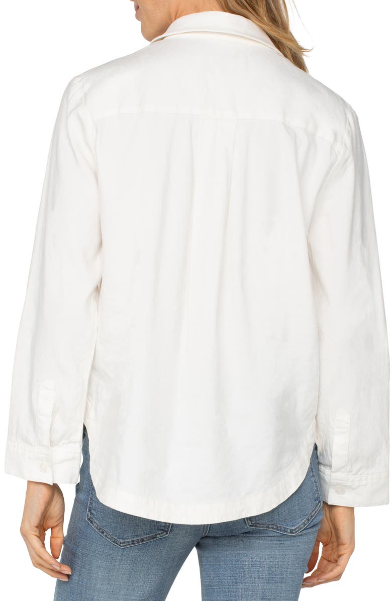 Liverpool Los Angeles Stretch Linen Blend Shacket, Alternate, color, White