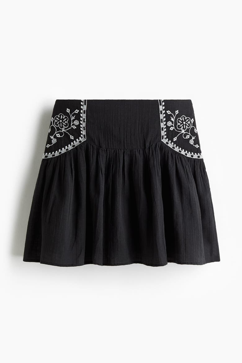 Embroidered Skirt, Alternate, color, Black