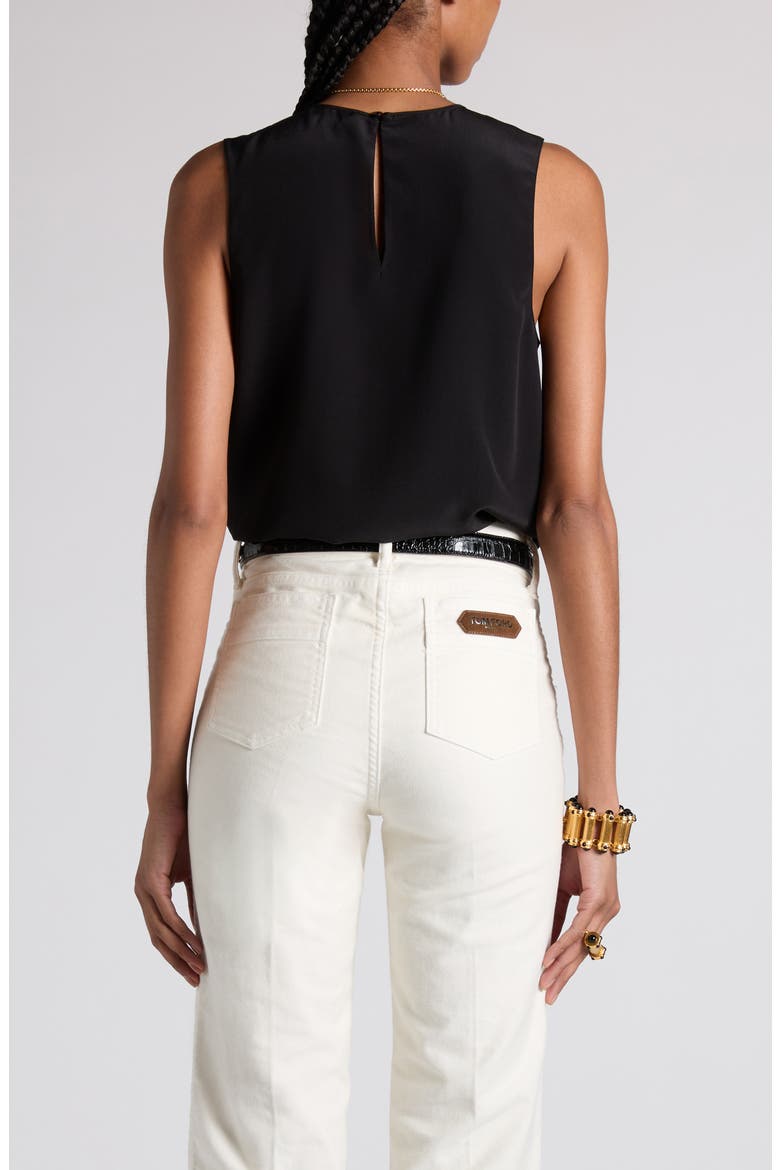 Silk Crêpe de Chine Sleeveless Top, Alternate, color, LB999 BLACK
