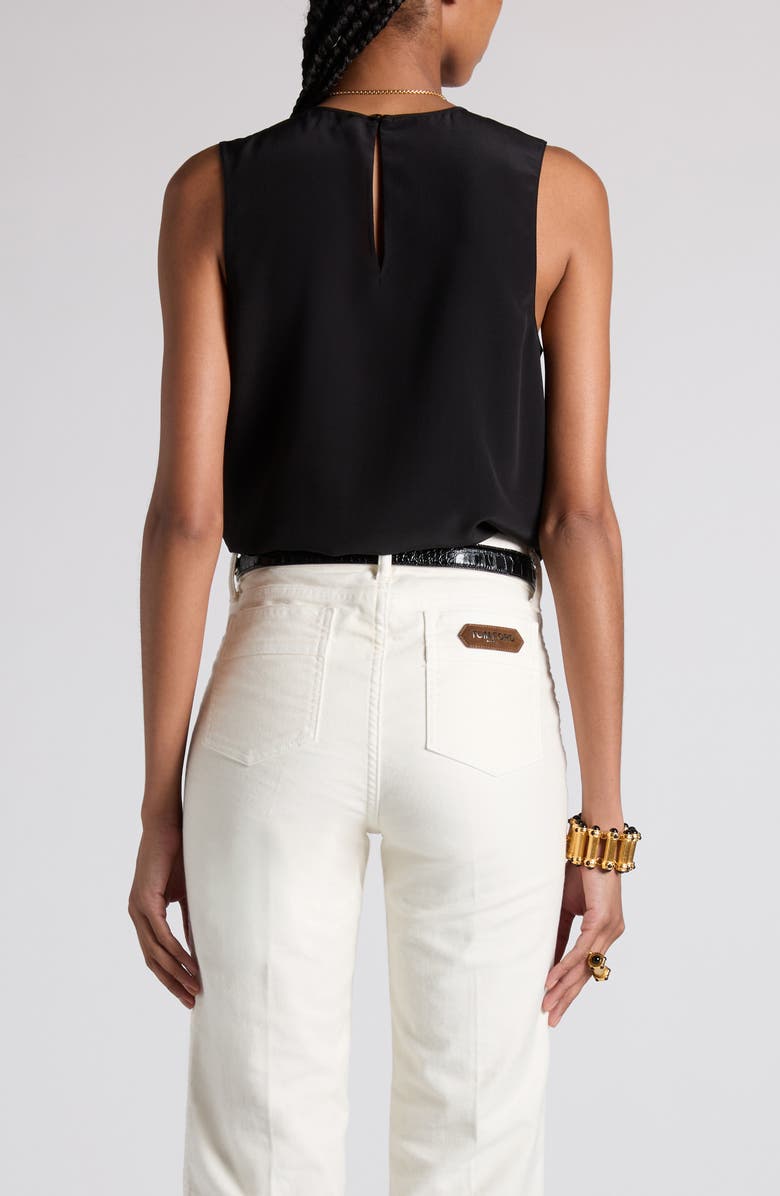 TOM FORD Silk Crêpe de Chine Sleeveless Top, Alternate, color, Lb999 Black