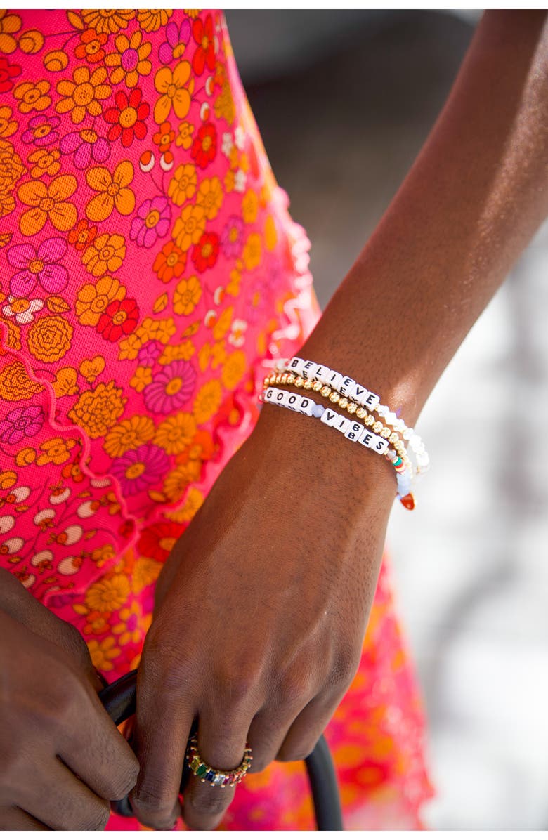 Little Words Project Good Vibes & Believe Beaded Stretch Bracelet Set, Alternate, color,