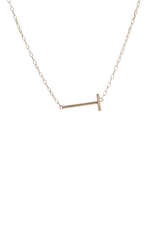 Gold Elongated Initial Pendant Necklace