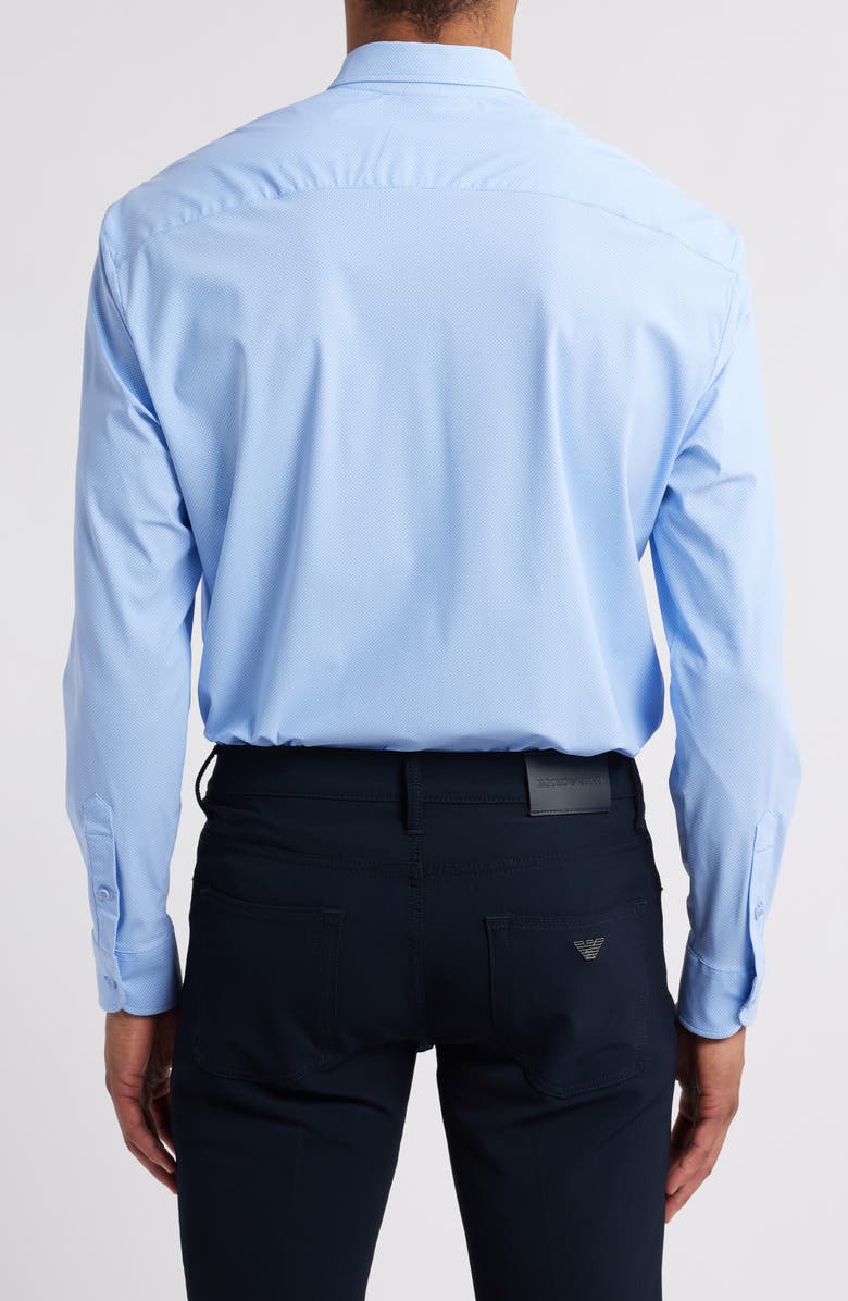 Emporio Armani Microprint Knit Button-Up Shirt, Alternate, color, 