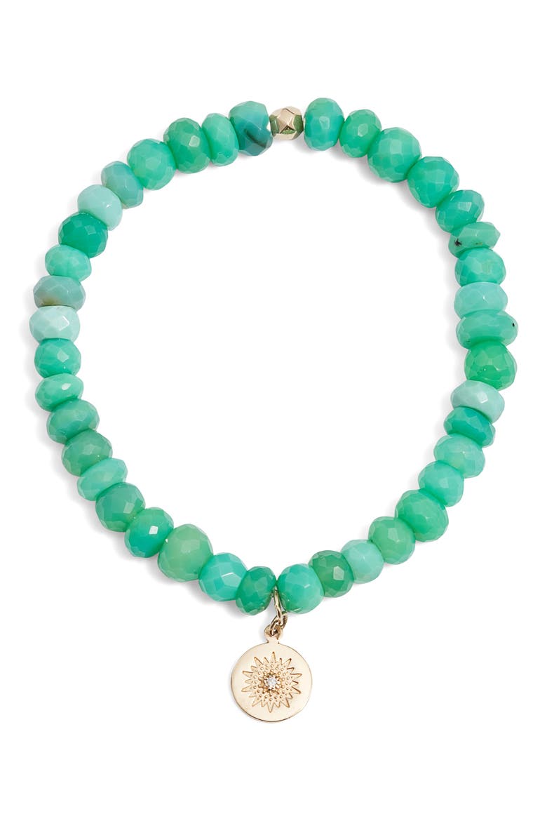 Boheme Charm Stretch Bracelet, Main, color, GREEN