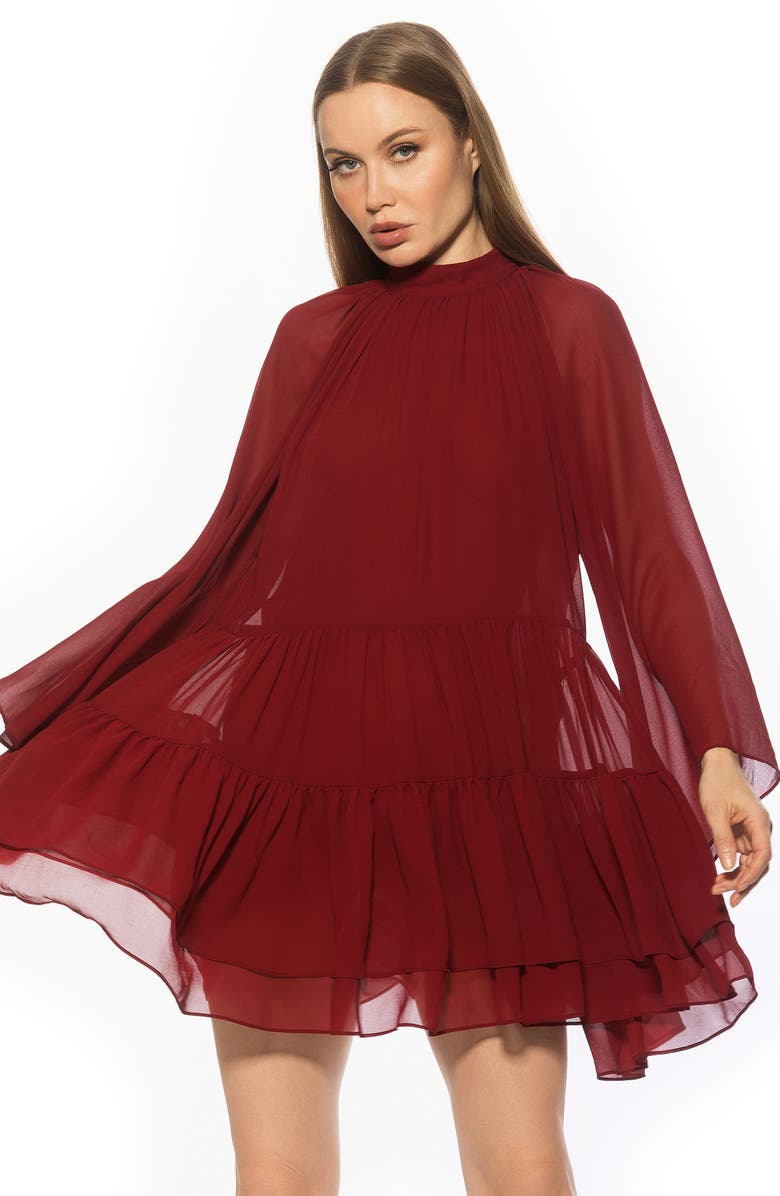 Alexia Admor Pamela Long Sleeve Shift Dress, Alternate, color, Burgundy