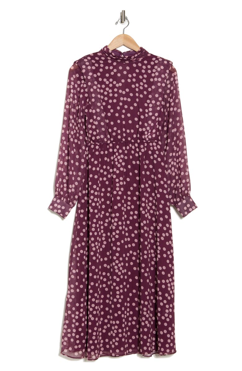 AREA STARS Polka Dot Long Sleeve Chiffon Dress, Alternate, color, 