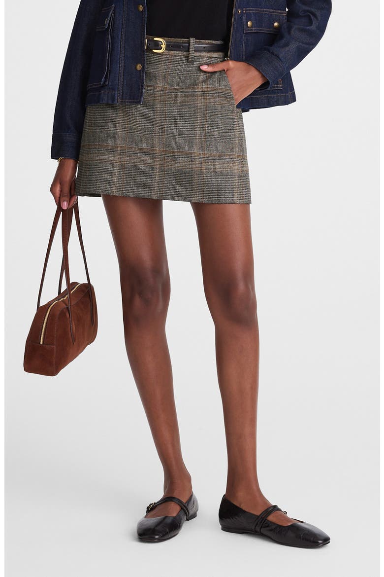 Plaid Miniskirt, Main, color, BROWN GRAY PLAID
