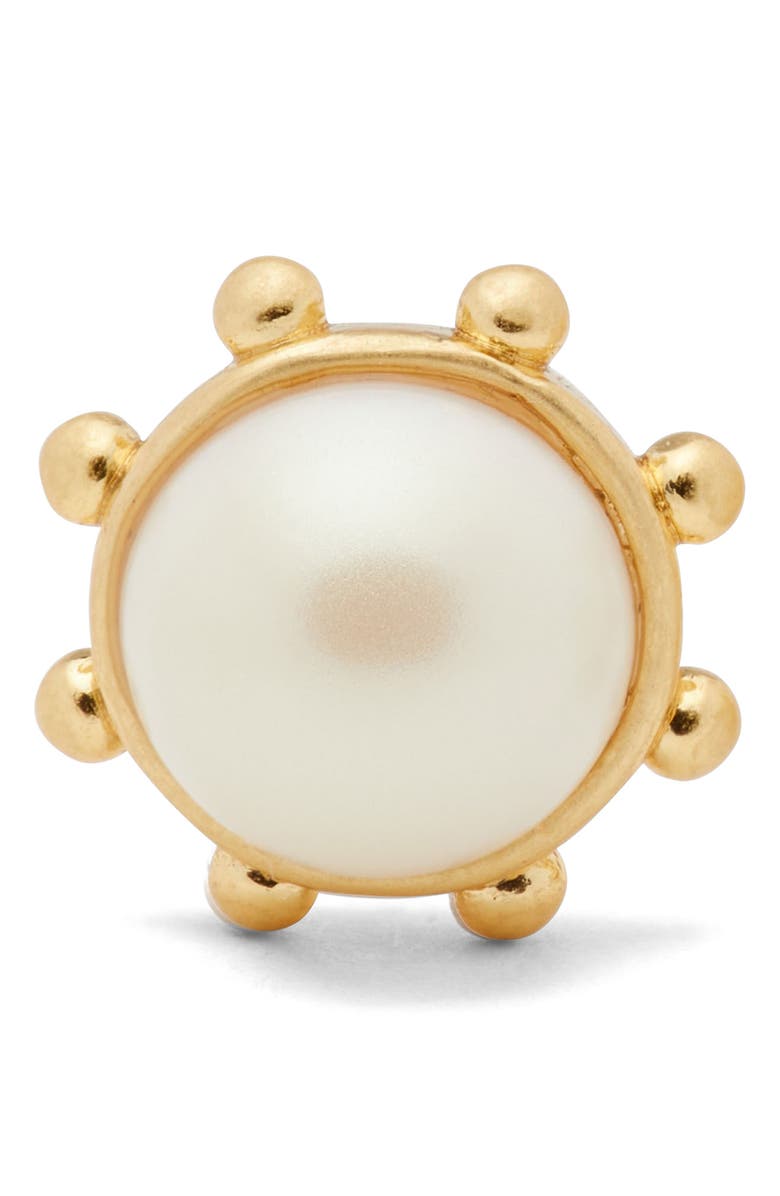Kate Spade New York imitation pearl bezel stud earrings, Alternate, color, Cream.