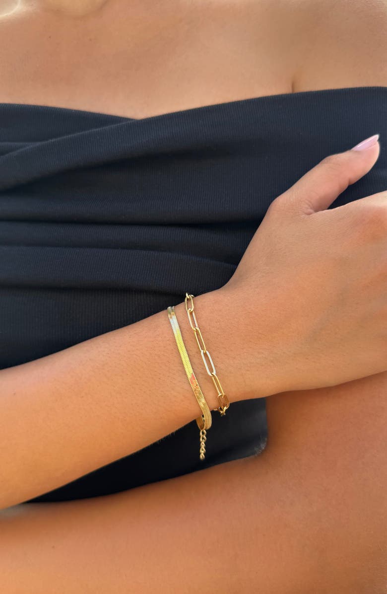 Adornia Set of 2 18K Gold Plated Chain Bracelets, Alternate, color, Gold