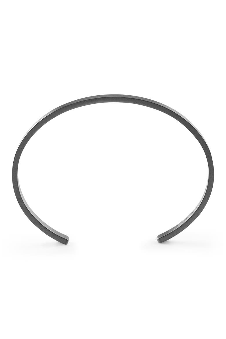 Men's 15G Brushed Sterling Silver Ribbon Cuff Bracelet, Alternate, color, BLACK SILVER
