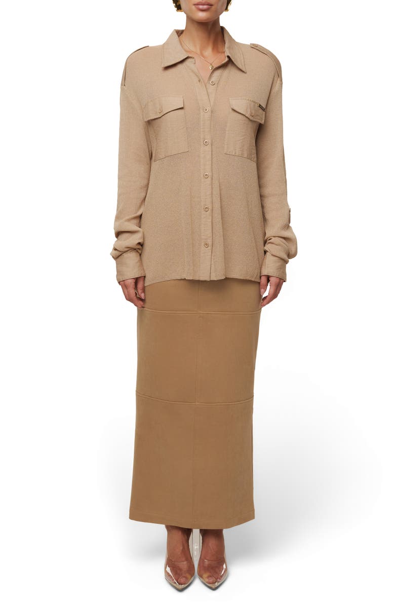 JLUXLABEL Sway Button Up Shirt, Alternate, color, Beige