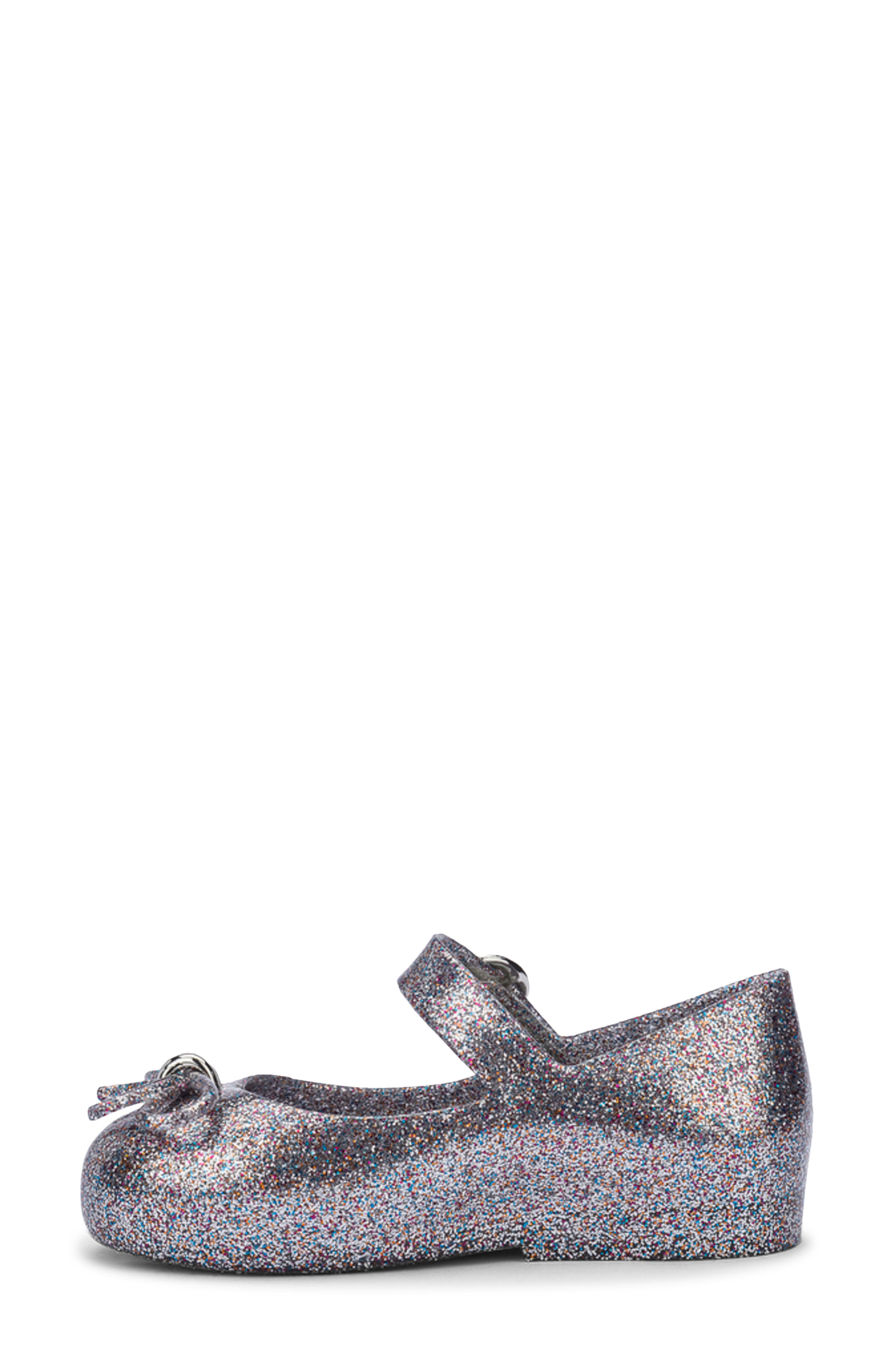 Mini Melissa Sweet Mary Jane Flat, Alternate, color, Silver Glitter