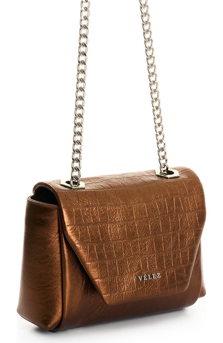 Velez Leather Crossbody Bag with Chain, Alternate, color, Bronze