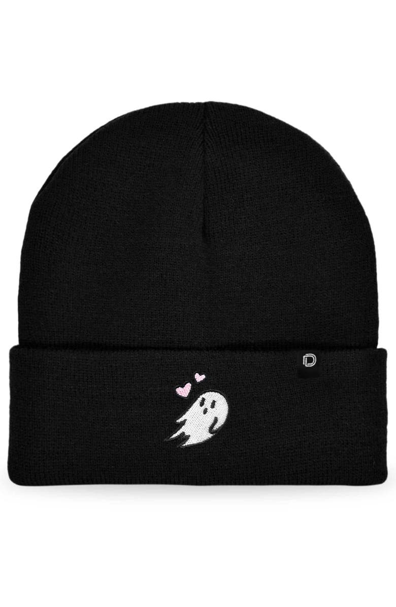 Dalix Heartly Ghost Beanie, Main, color, Black