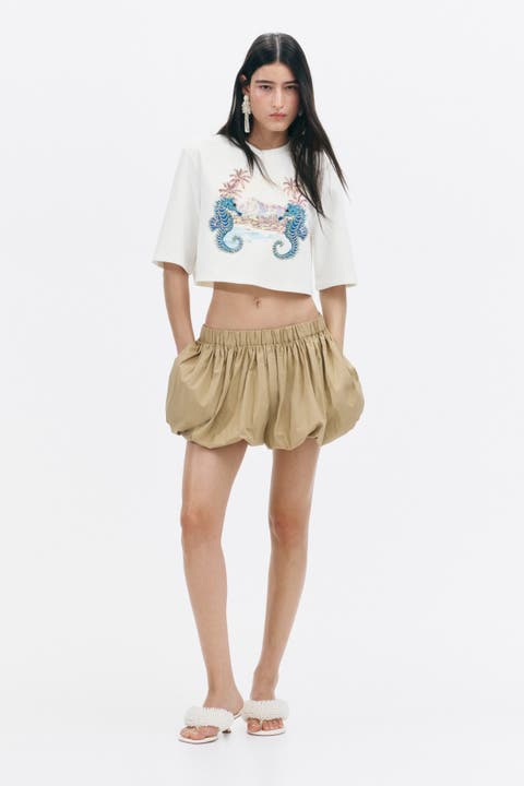 Cropped Embellished T-shirt