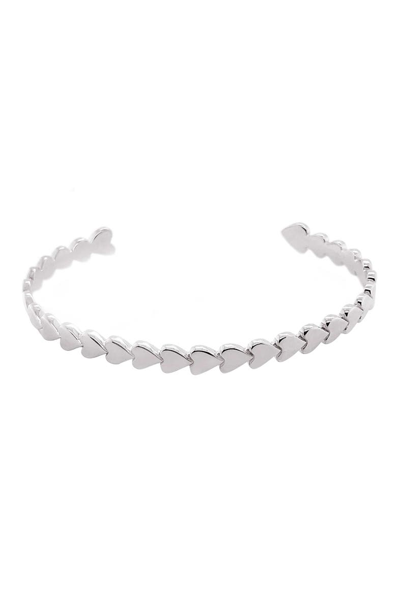Perfectly Imperfect Heart Cuff, Main, color, SILVER