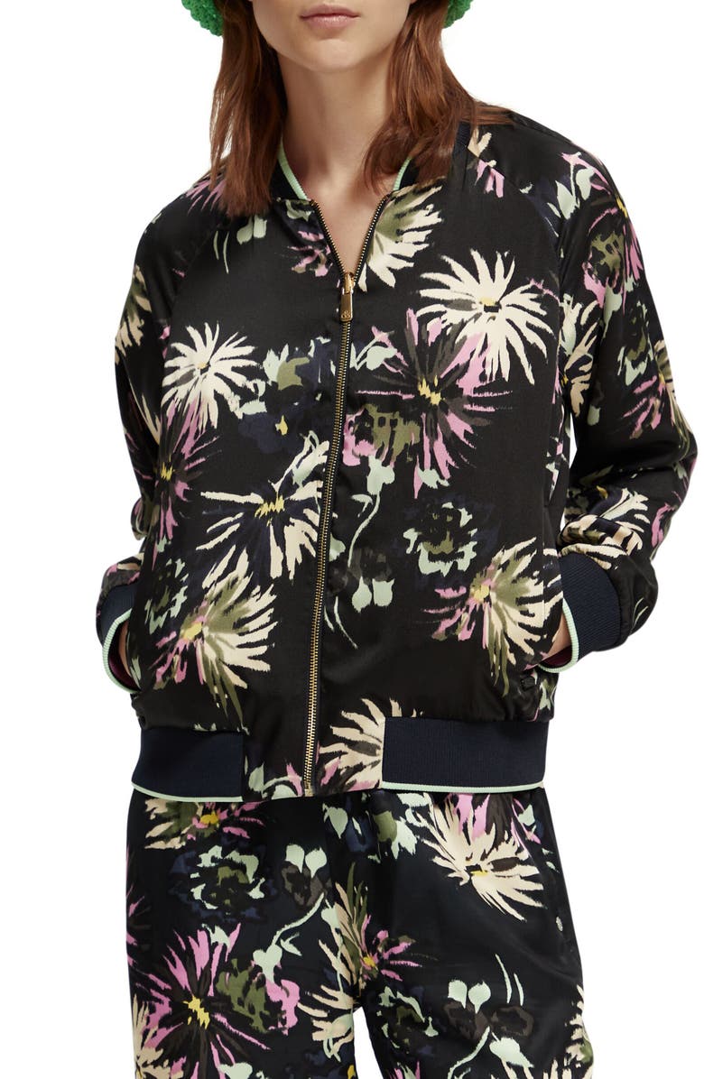 Scotch & Soda Reversible Floral Bomber Jacket, Main, color, 