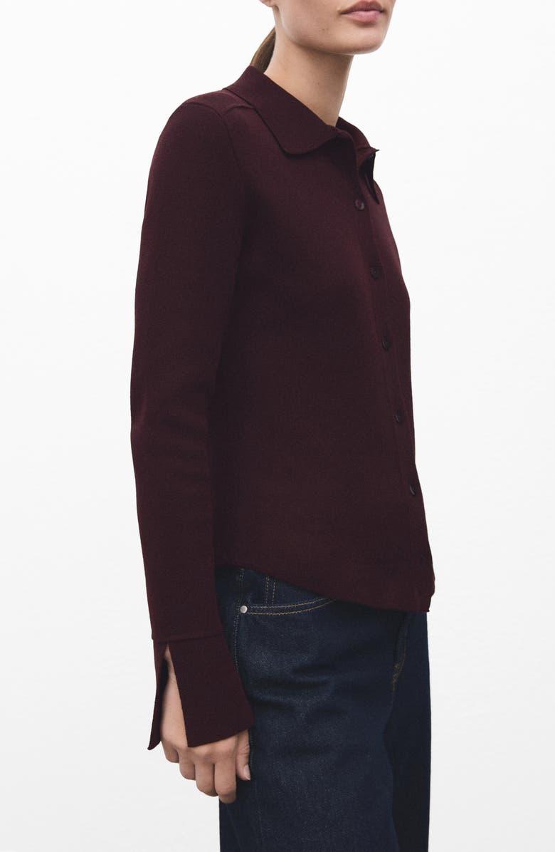MANGO Collar Cardigan, Alternate, color, Wine