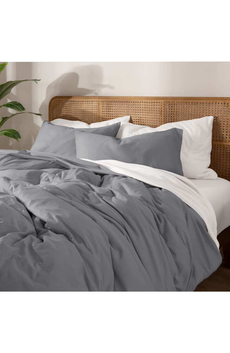 Bare Home Organic Cotton Jersey Duvet Cover & Pillowcase Set, Alternate, color, Grey