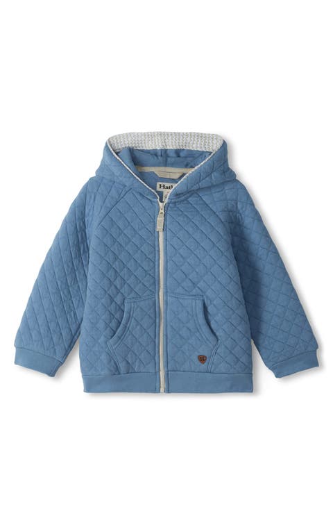 Diamond Quilted Cotton Zip Hoodie