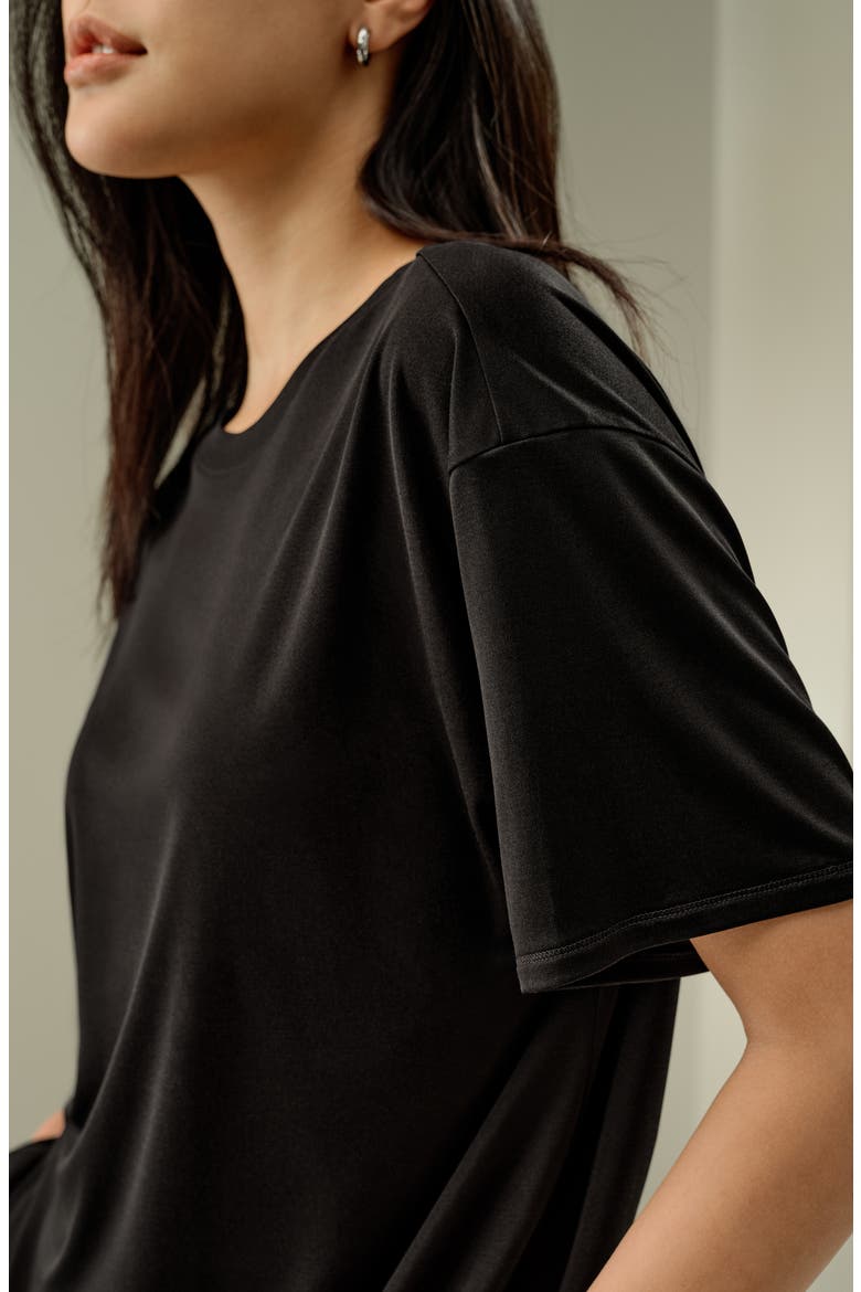 Silk Jersey Oversized Tee, Alternate, color, Black