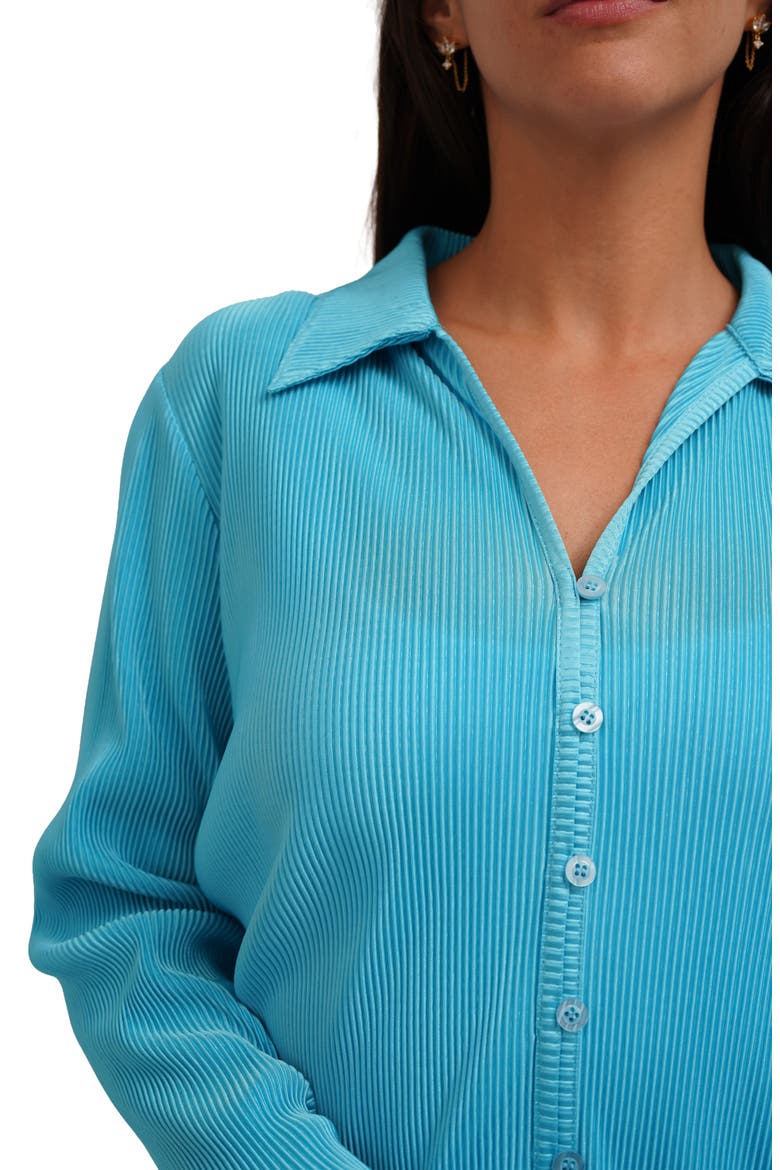 Rib Button-Up Shirt, Alternate, color, BLUE ATOLL
