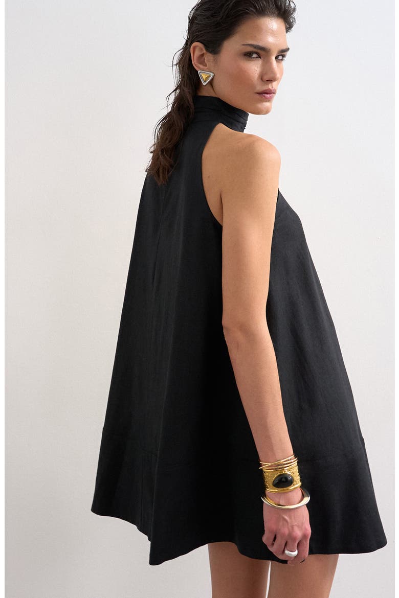 trapeze linen dress Topshop linen trapeze mini dress with deep hem and contrast stitch in natural