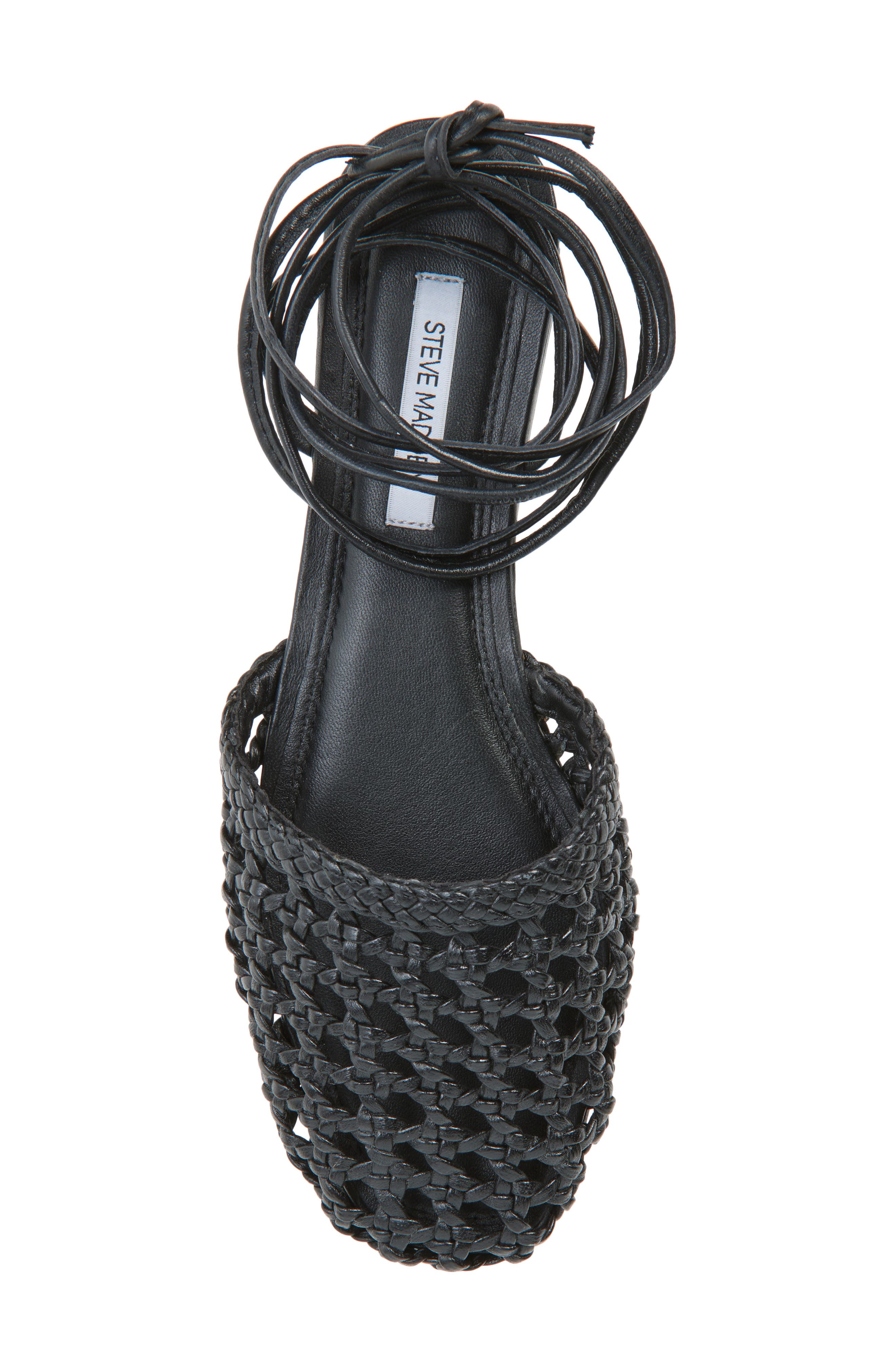 Steve Madden Flutter Wraparound Ankle Sandal, Alternate, color, Black Leather