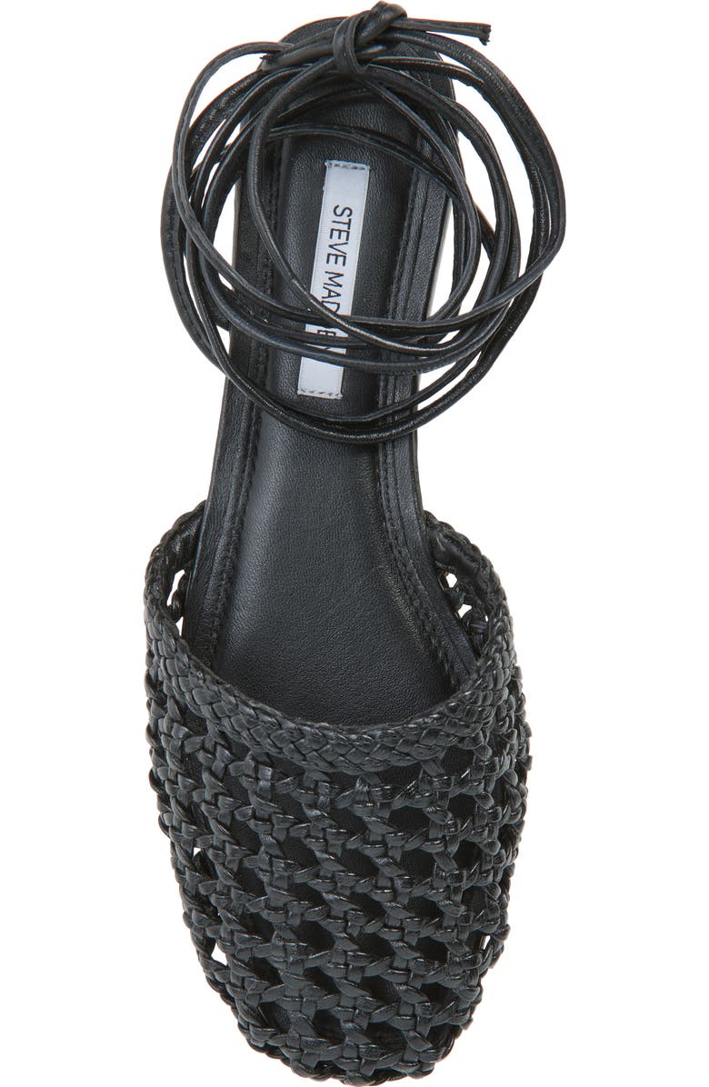 Steve Madden Flutter Wraparound Ankle Sandal, Alternate, color, Black Leather