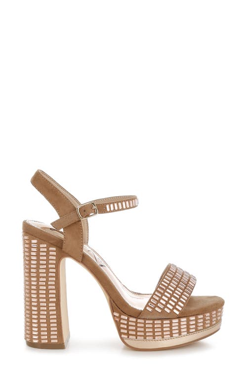 London Rag Starlet Rhinestone Platform Sandal In Tan