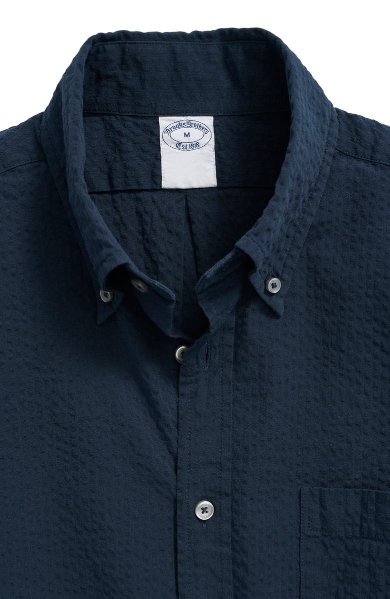 Brooks Brothers Solid Stretch Seersucker Button-Down Shirt, Alternate, color,