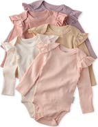 BUTTERBLU Ashley Ruffle Long Sleeve Organic Cotton 5-Pack Bodysuits