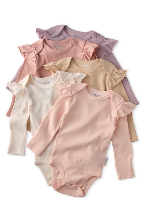 Butterblu Ashley Ruffle Long Sleeve Organic Cotton Bodysuit In Pink