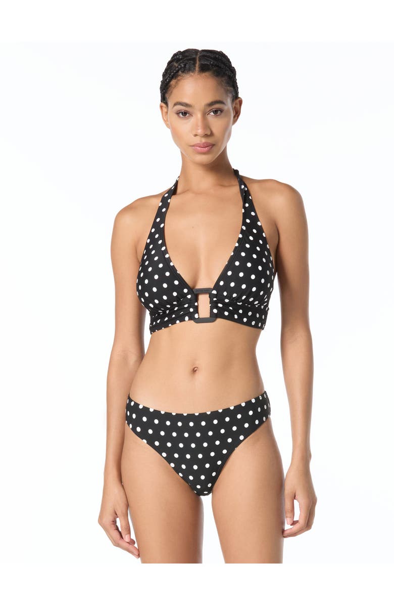 MICHAEL Michael Kors Classic Dot Halter Bra, Main, color, Black