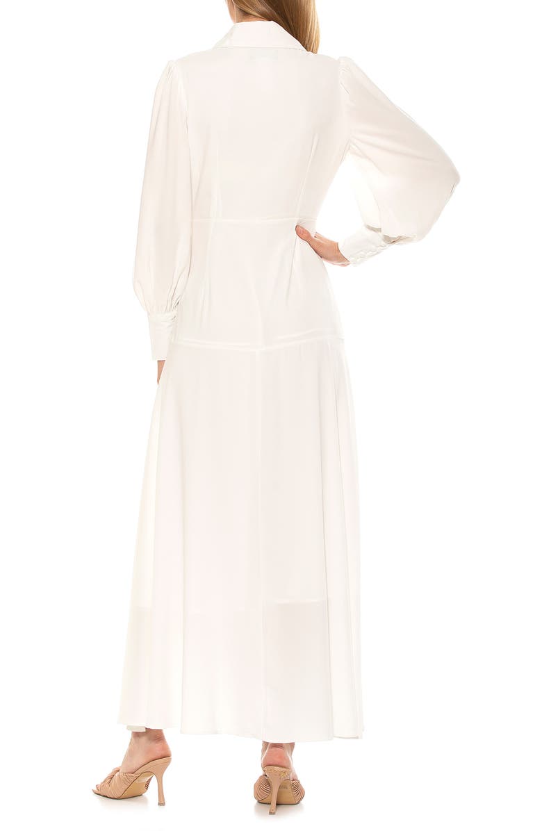Alexia Admor Lace Trim Collar Long Blouson Sleeve Maxi Dress, Alternate, color, 