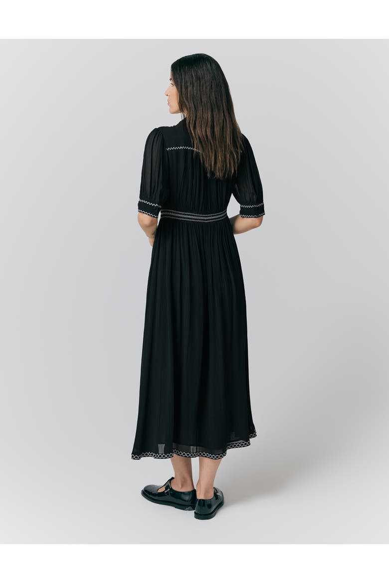 Emma Georgette Embroidered Midi Dress, Alternate, color, Black