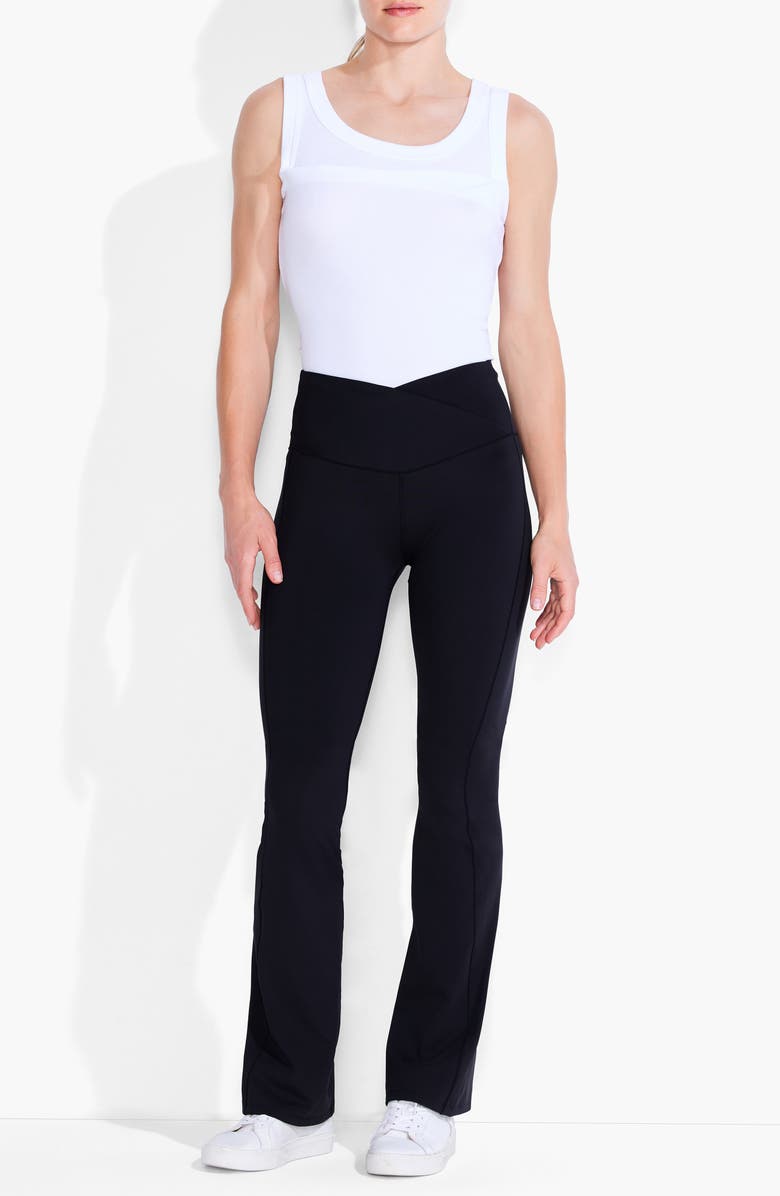 NZ ACTIVE by NIC+ZOE Active Foldover Waist Flare Leggings, Alternate, color, Black Onyx